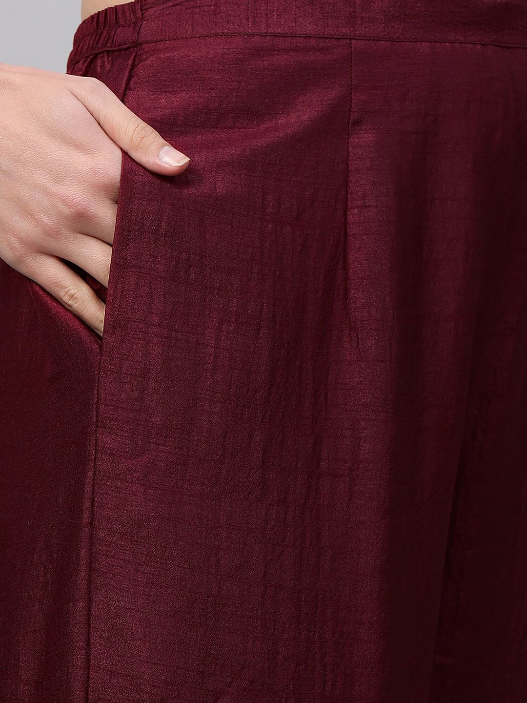Dhiyona IE Women Burgundy Embroidered Kurta with Sharara