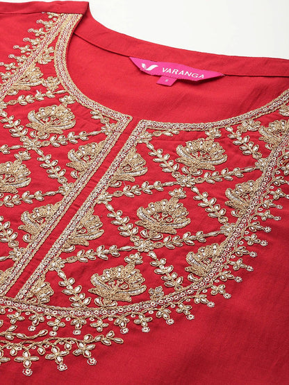 Dhiyona VA Women's Ethnic Motifs Embroidered Kurta with Palazzos & With Dupatta