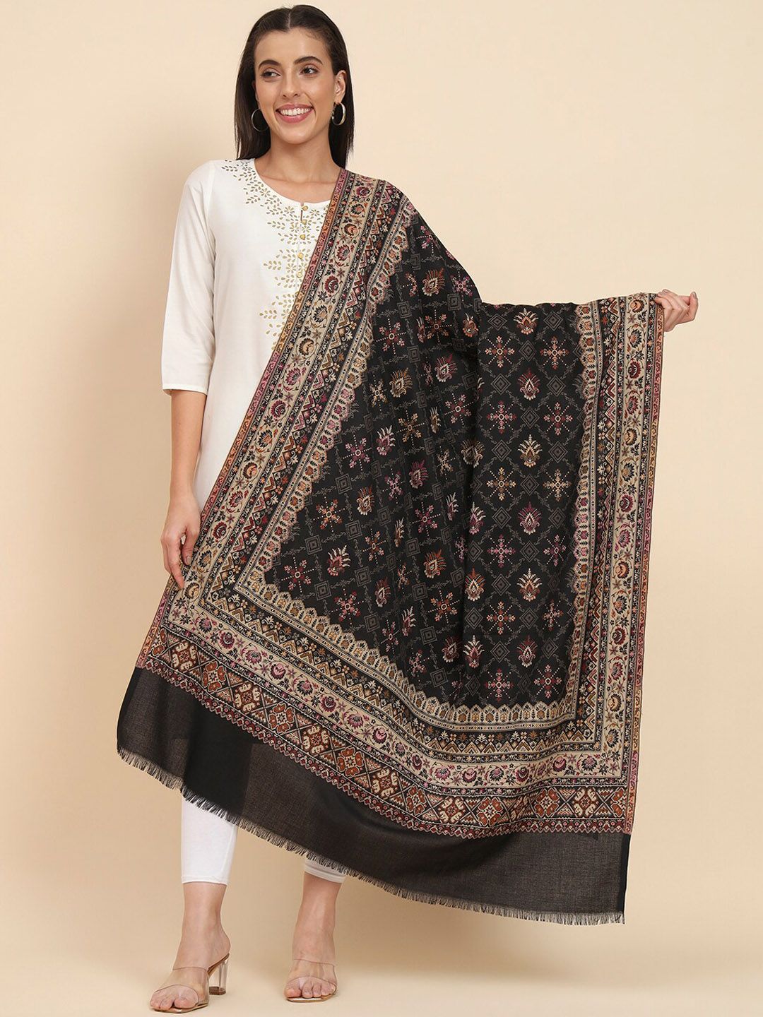 Dhiyona PA Ethnic Motifs Woven Design Shawl