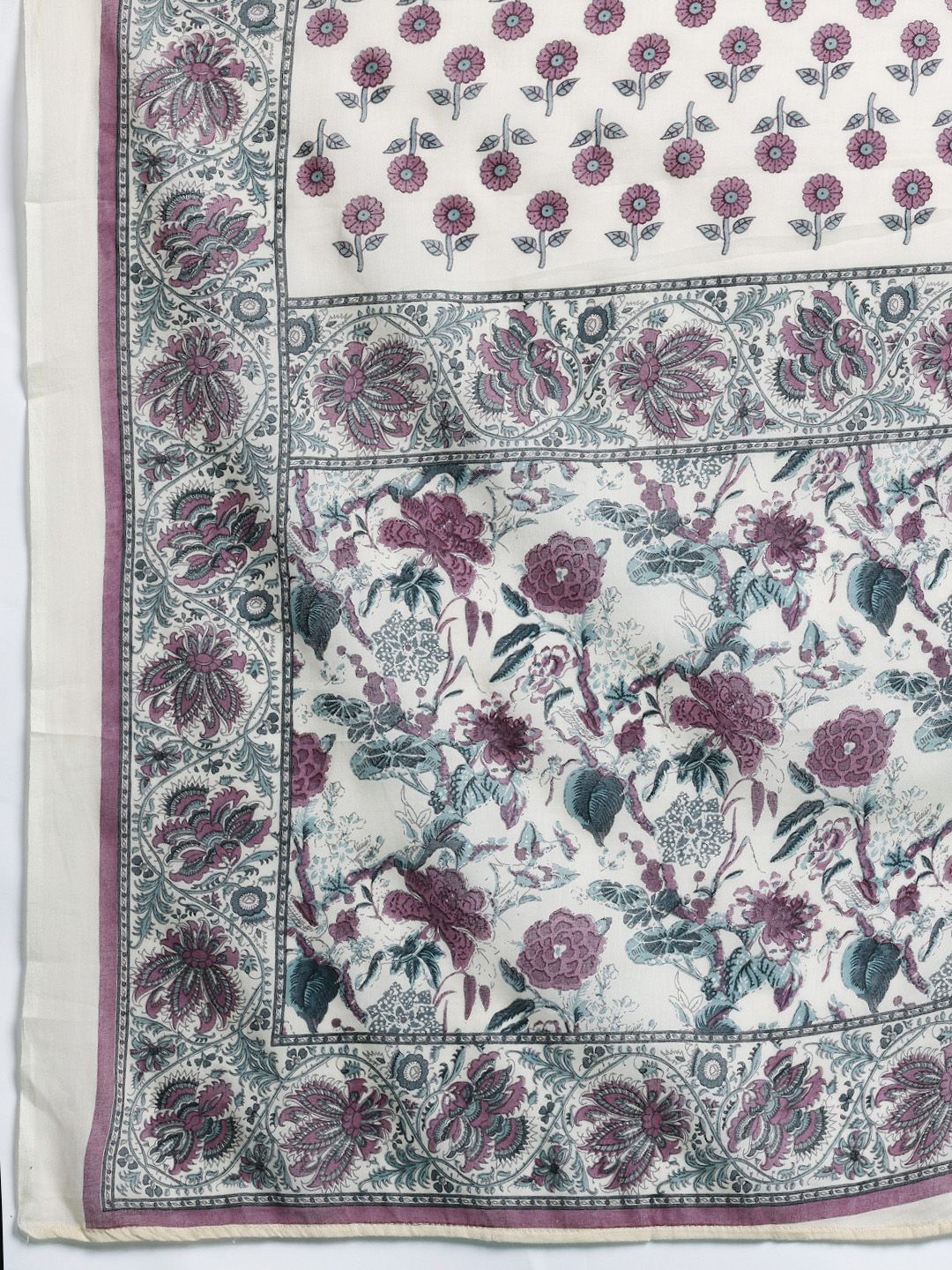 Dhiyona IE Floral Printed Regular Pure Cotton Kurta with Trousers & Dupatta