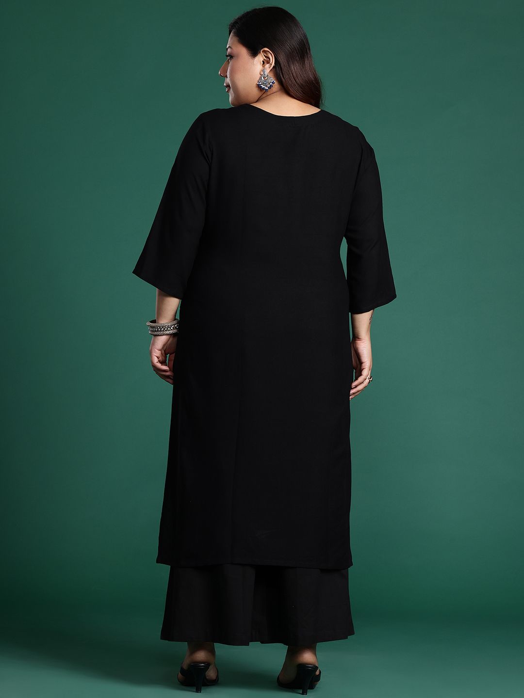 Dhiyona IE Plus Size Ethnic Motifs Embroidered Sequinned Kurta