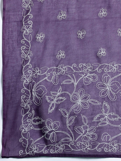 Dhiyona IE Floral Embroidered Pure Cotton Kurta with Trousers & Dupatta