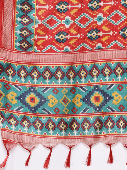 Dhiyona VA Women's Red Kurta with Trousers & With Dupatta