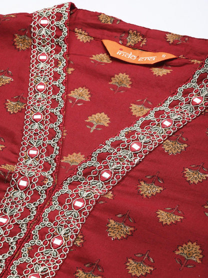 Dhiyona IE Ethnic Motifs Embroidered Mirror Work Pure Cotton Kurta