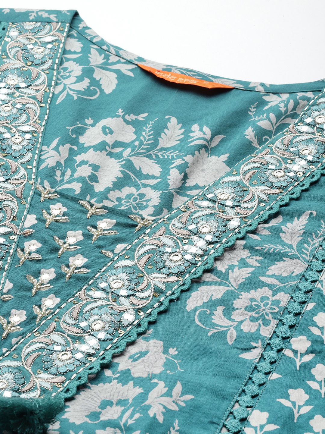 Ethnic Motifs Pure Cotton Kurta with Trousers & Dupatta