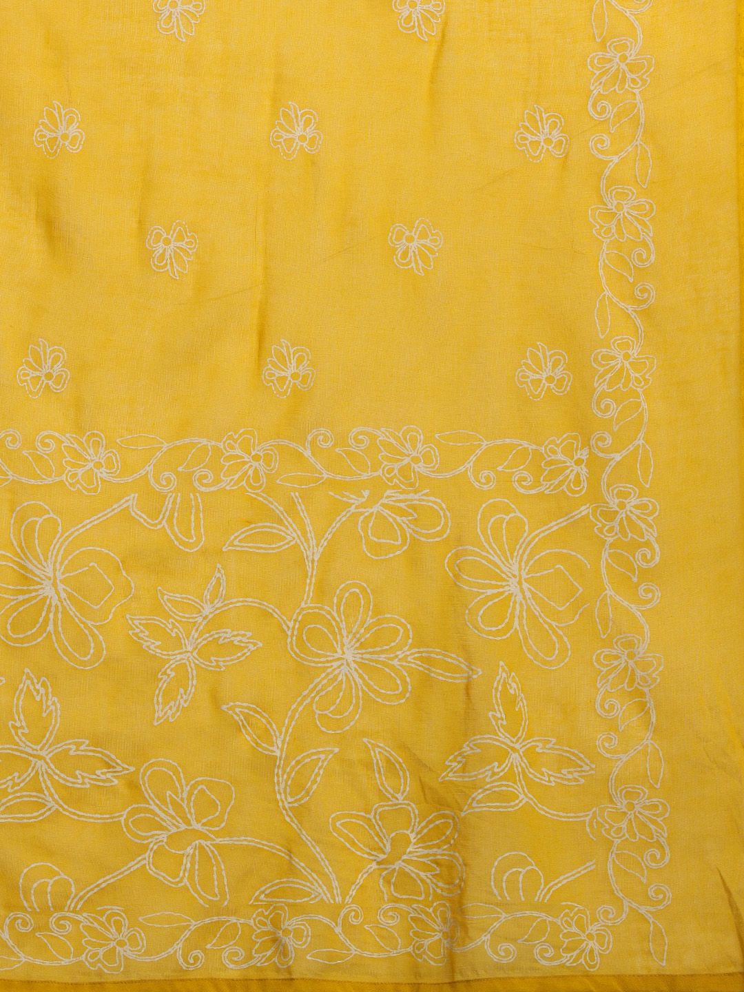 Floral Embroidered Thread Work Pure Cotton Kurta with Trousers & With Dupatta