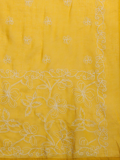 Floral Embroidered Thread Work Pure Cotton Kurta with Trousers & With Dupatta