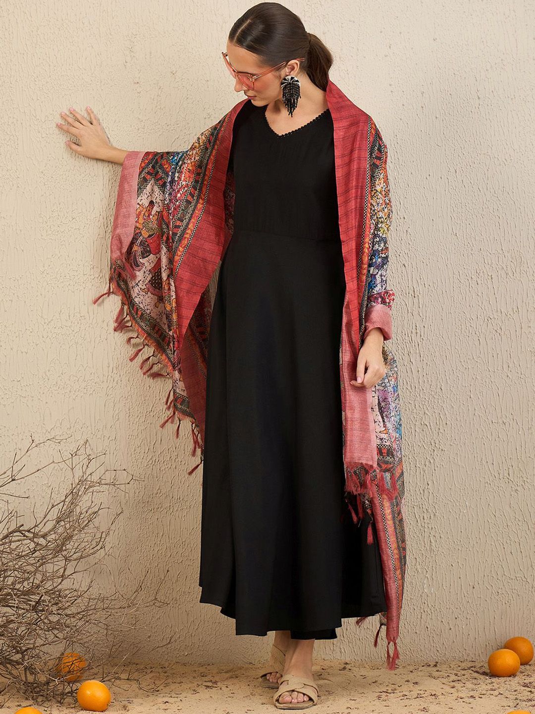 Dhiyona IE A-Line Kurta With Trousers & Dupatta