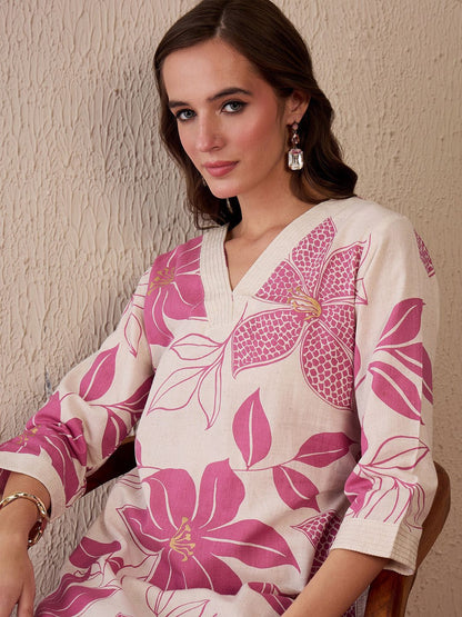 Dhiyona IE Women Floral Printed Regular Pure Cotton Kurta with Palazzos