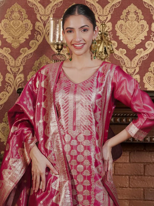 Women Ethnic Motifs Regular Kurta with Trousers & With Dupatta