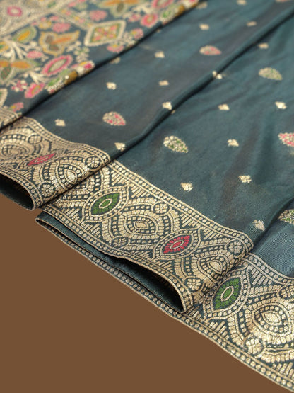 Dhiyona SO Women's Women Floral Embroidered Regular Chanderi Cotton Kurta with Trousers & With Dupatta