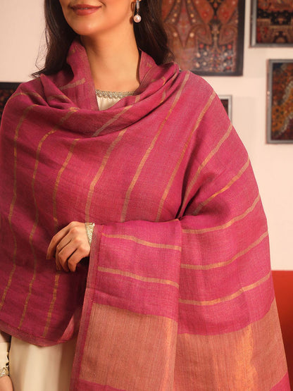 Dhiyona PA Gulzarim Striped Woven Design Reversible Woolen Shawl