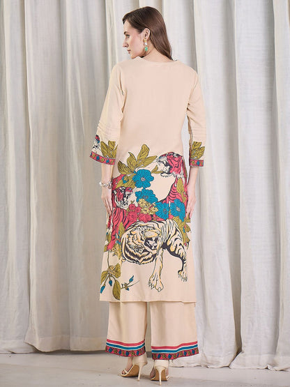 Women Animal Printed Kurta with Trousers