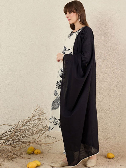 Women Floral Printed Regular Beads and Stones Pure Cotton Kurta with Trousers & With Dupatta