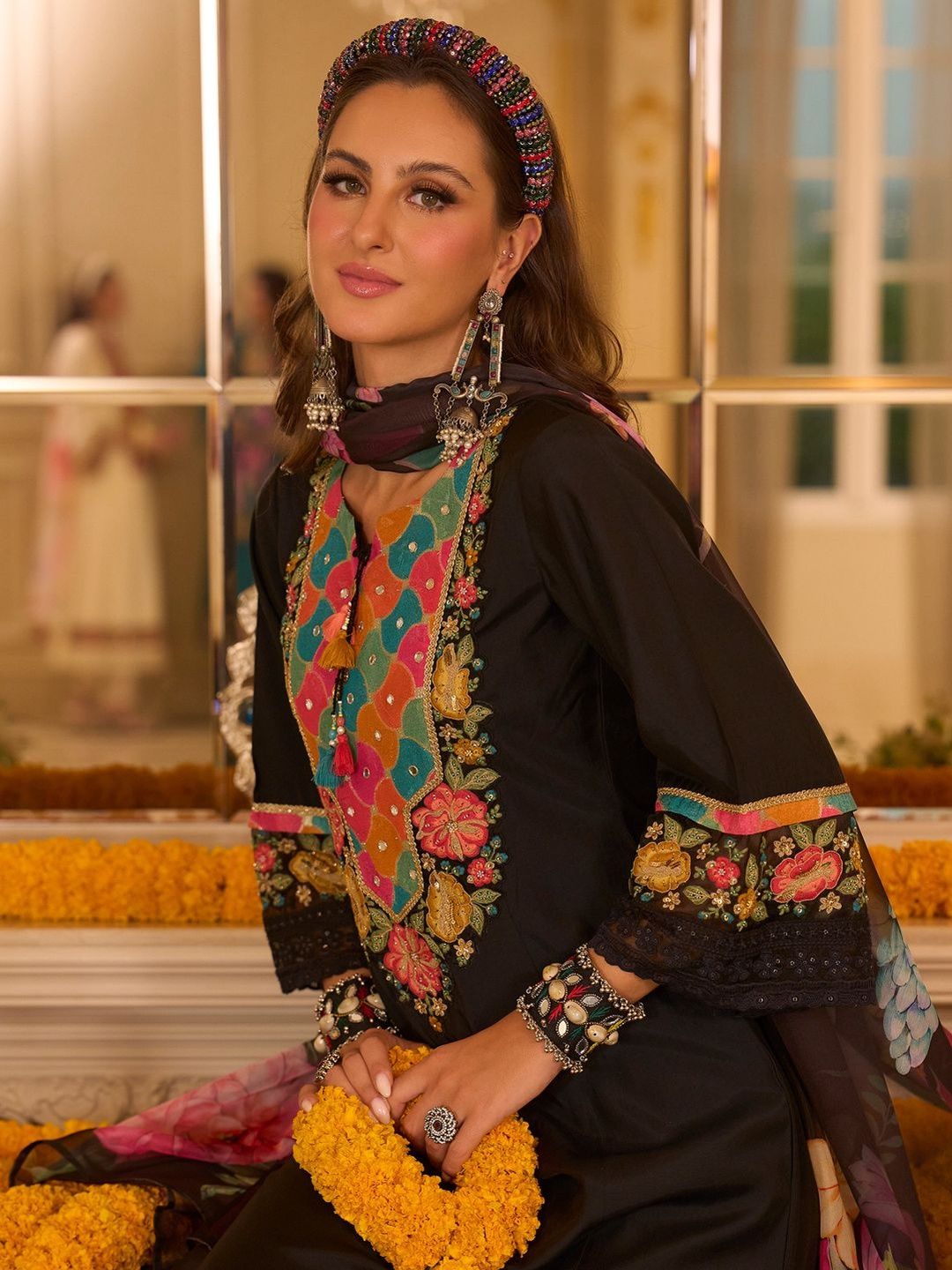 Women Floral Embroidered Kurta with Trousers & Dupatta