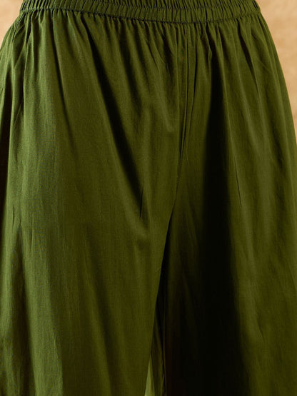 Ethnic Motifs Printed Straight Gotta Patti Kurta with Sharara & Dupatta