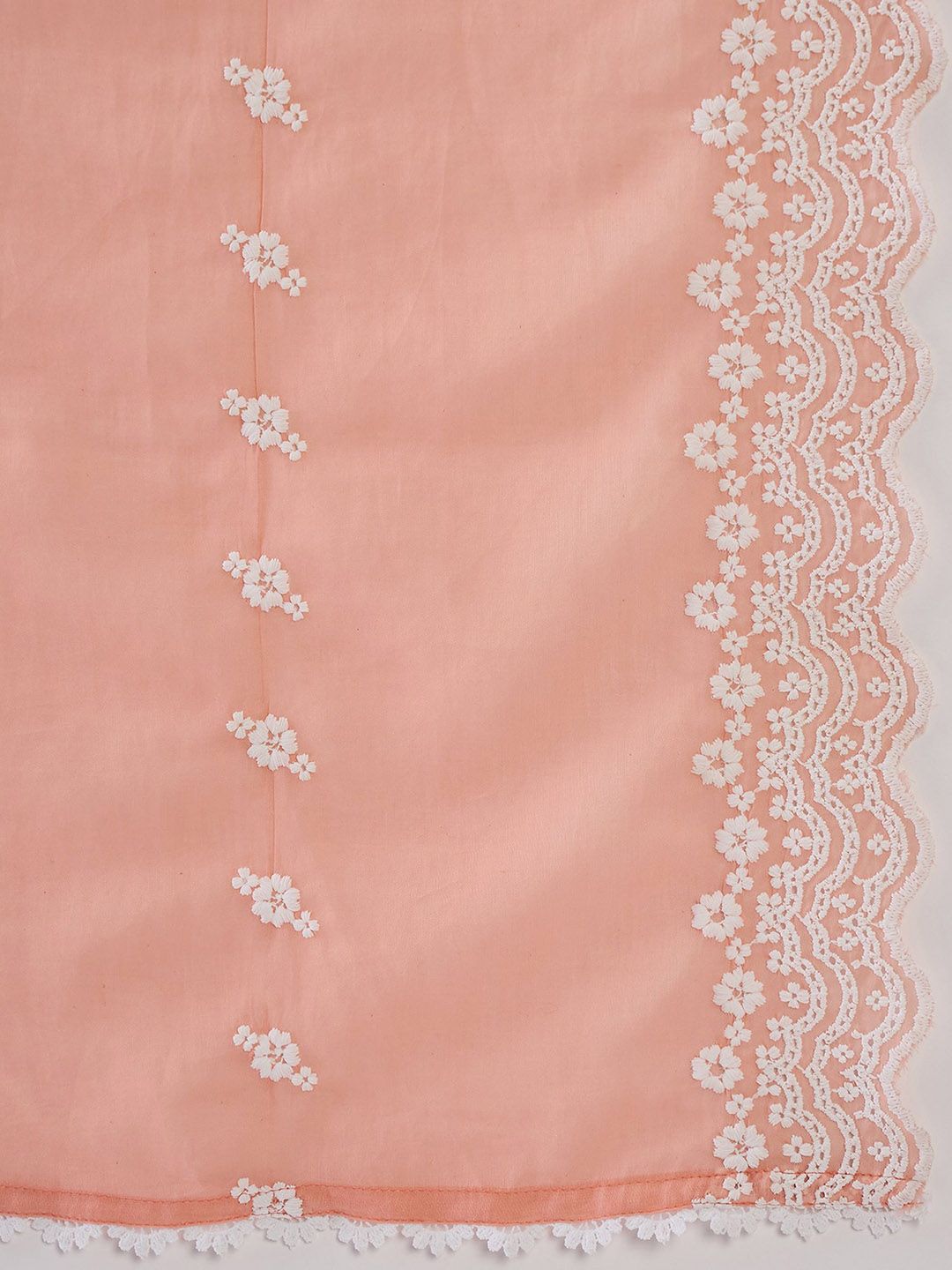 Floral Embroidered Pure Cotton Straight Kurta With Trousers & Dupatta