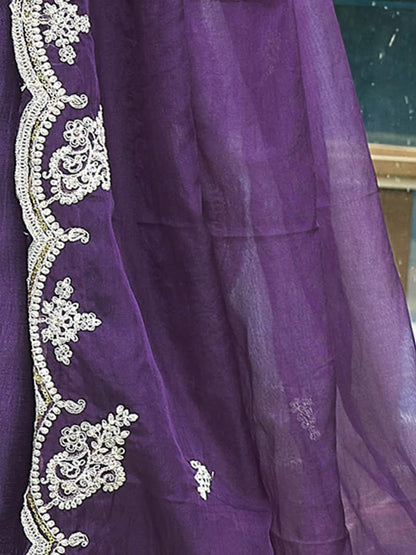 Ethnic Motifs Yoke Design Panelled Thread Work Kurta with Trousers & With Dupatta