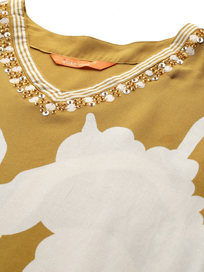 Bold Floral Printed Sequinned Kurta with Salwar Set