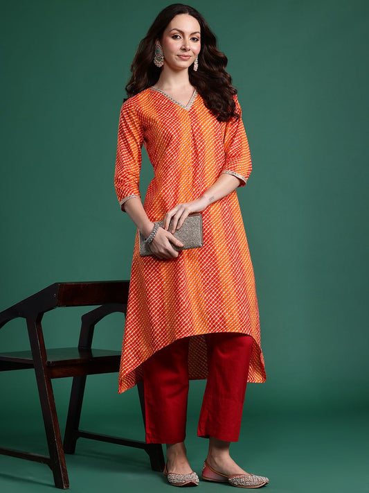 Dhiyona IE Women Leheriya Printed Pure Cotton Kurta