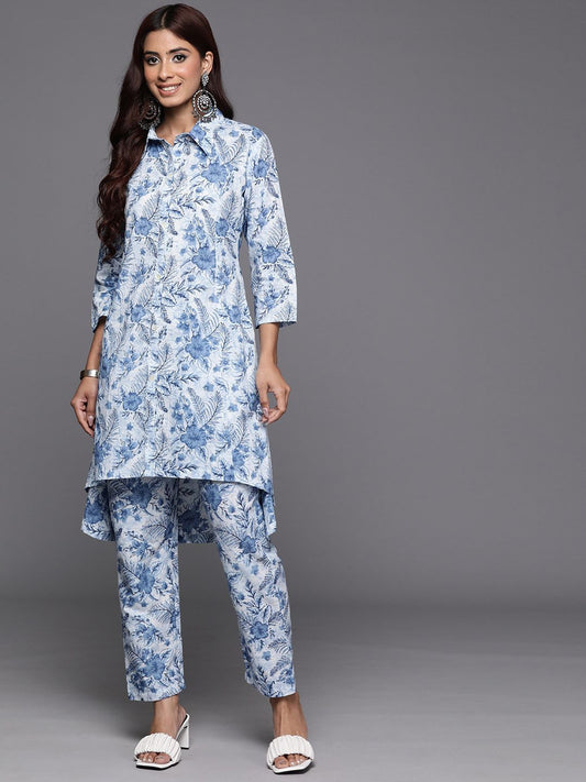 Dhiyona VA Women's Floral Printed A-Line Kurta with Trousers