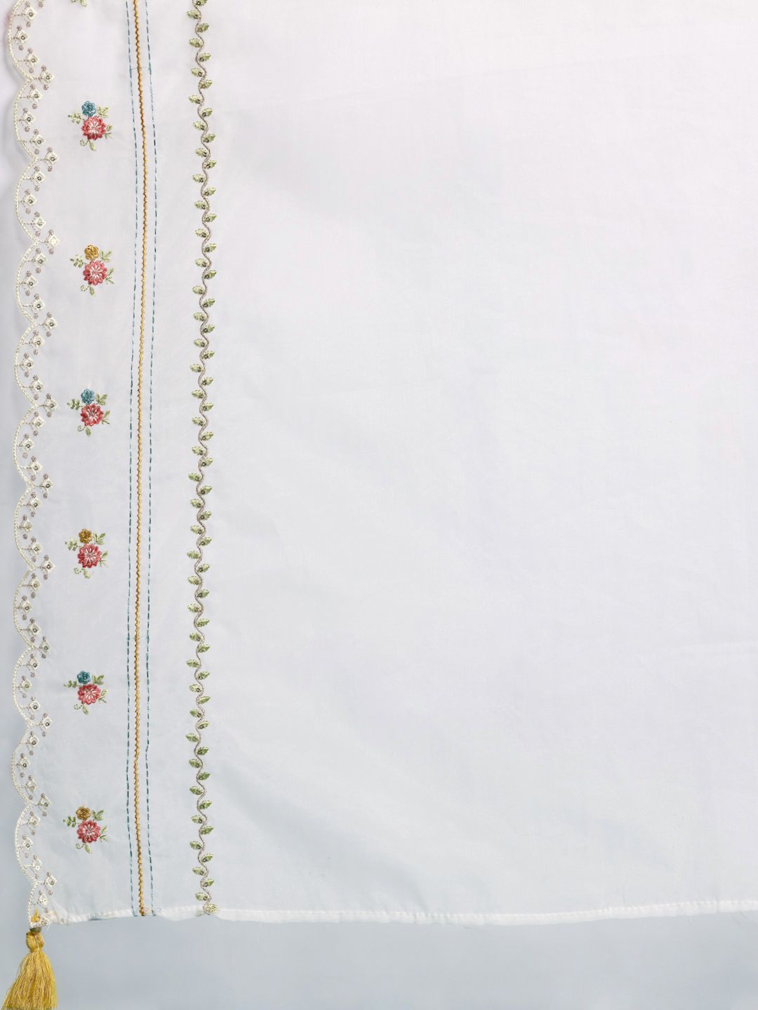 Plus Size Floral Embroidered Panelled Mirror Work Pure Cotton Kurta Set