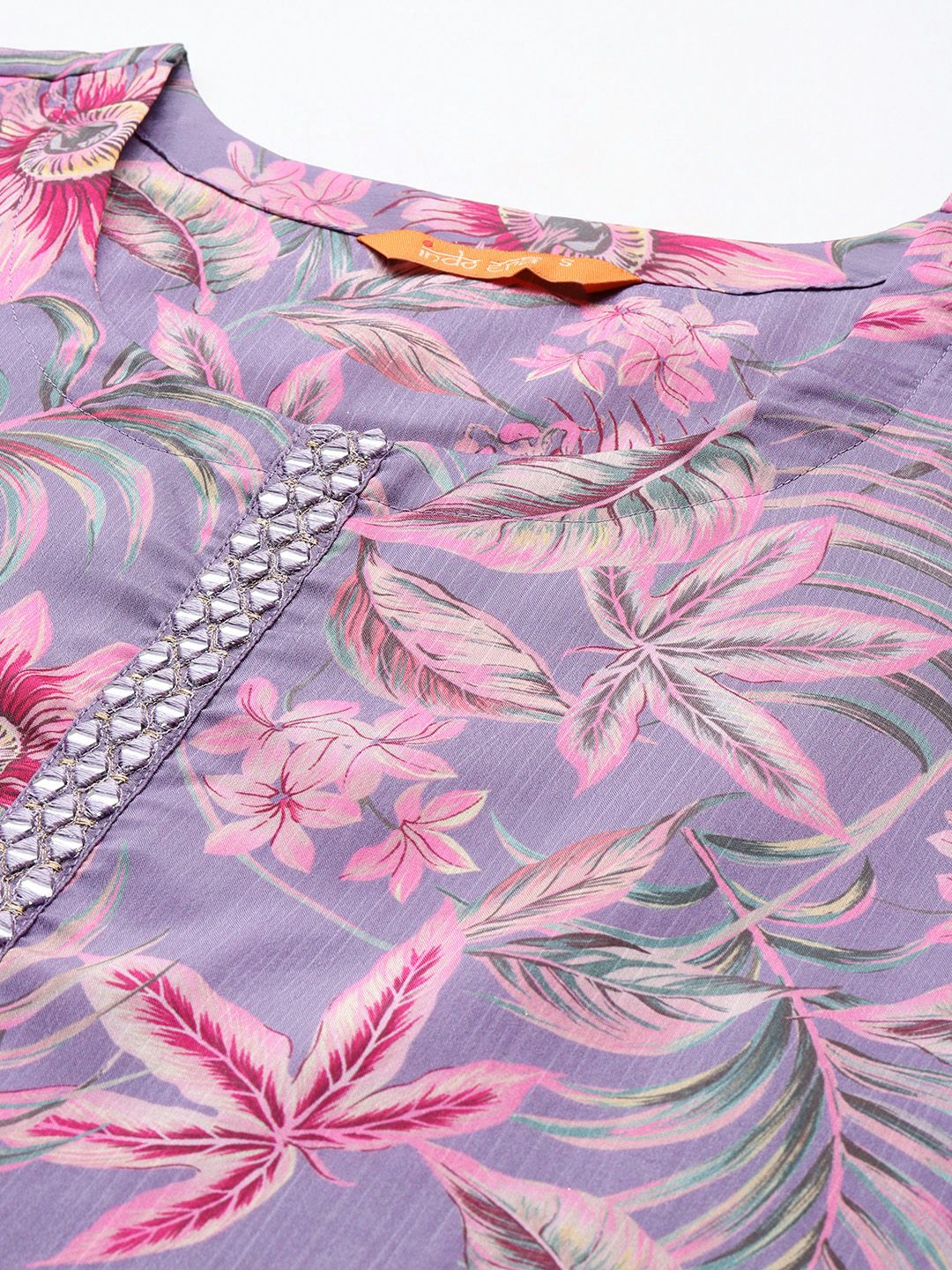 Women Floral Printed Regular Mirror Work Kurta with Trousers & With Dupatta