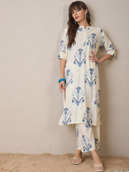 Dhiyona IE Printed Three-Quarter Sleeves Tunic With Palazzo