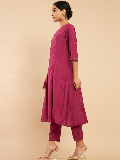 Dhiyona SO Women's Women Pink Sequinned Kurta with Trousers