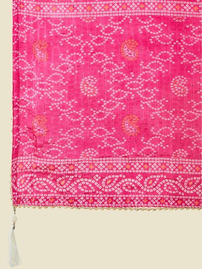 Dhiyona SO Women's Ethnic Motifs Embroidered High Slit Thread Work Kurta With Sharara & Dupatta