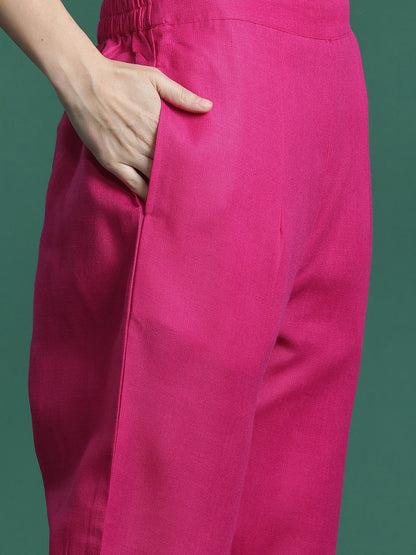 Dhiyona IE Embroidered Pure Cotton Kurta with Trousers & Dupatta