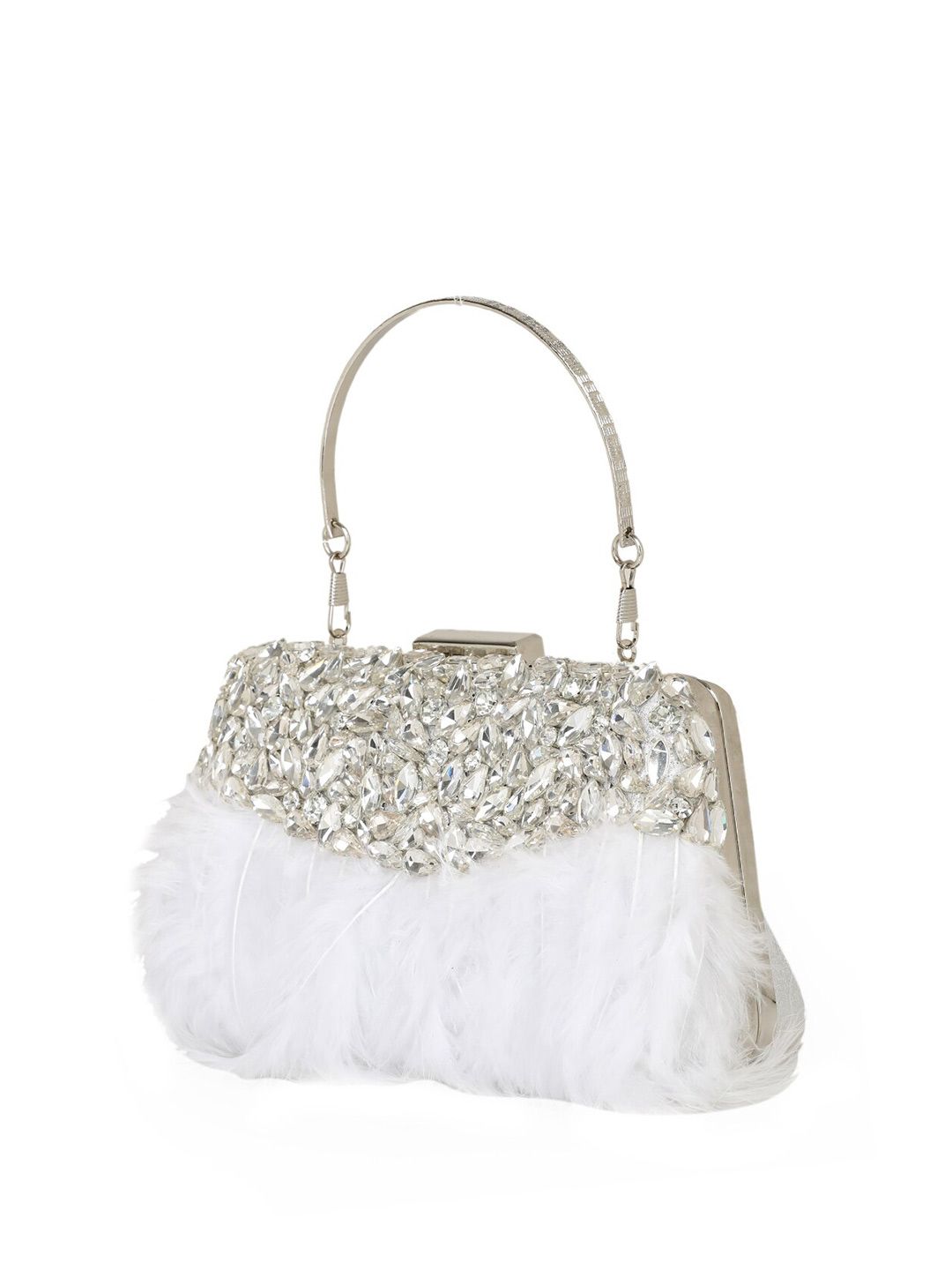 Dhiyona NR Embroidered Embellished Feather Box Clutch