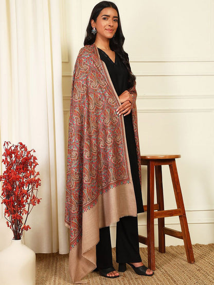 Dhiyona PA Paisley Embroidered Woollen Silk Shawl