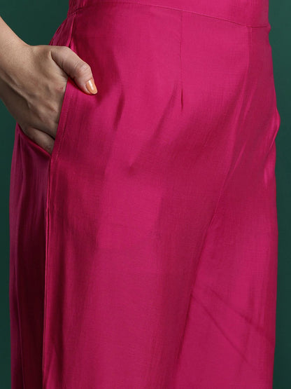 Ethnic Motifs Zari Embroidered Kurta With Trousers & Dupatta