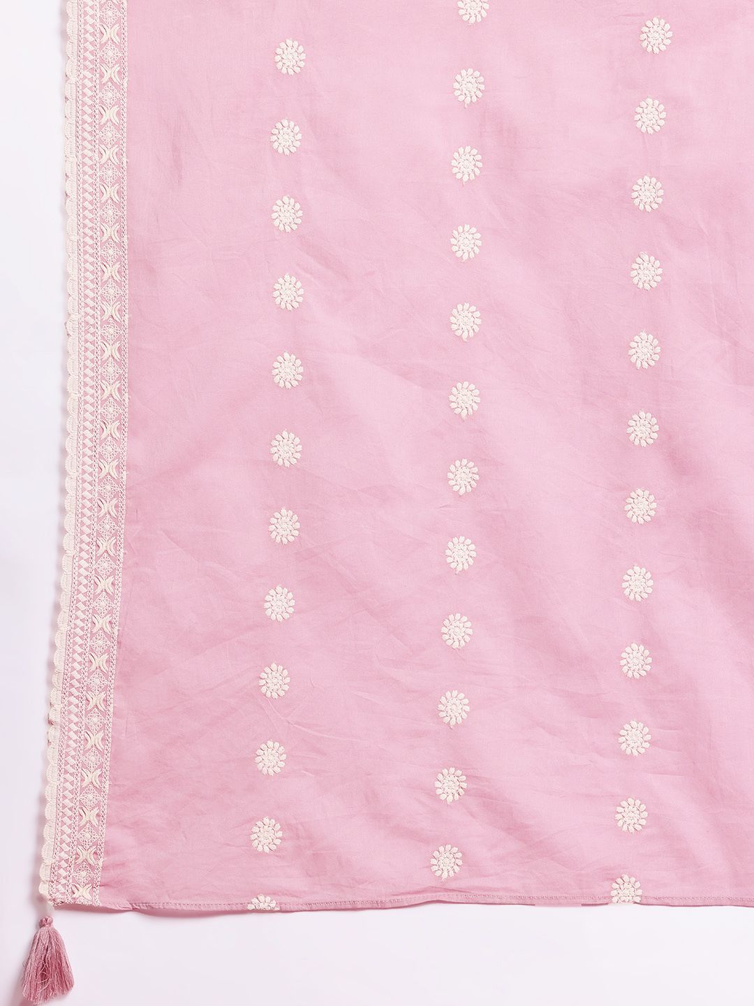 Ethnic Motifs Embroidered Pleated Thread Work Pure Cotton Kurta Set