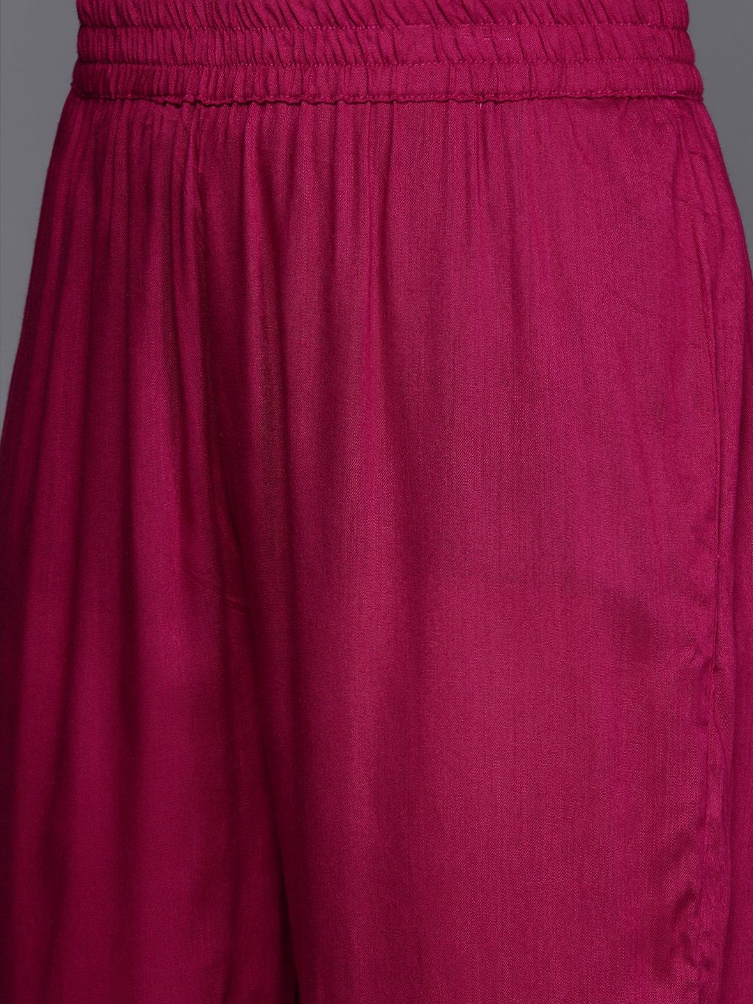 Dhiyona VA Women's Maroon Yoke Design Mirror Work Kurta with Trousers & Dupatta