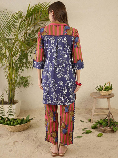 Dhiyona IE Printed Pure Cotton Kurta & Trouser Co-Ords