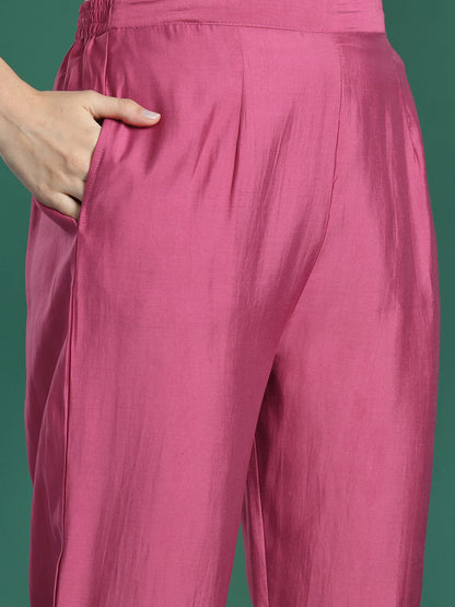 Dhiyona IE Ethnic Motifs Embroidered Panelled Mirror Work Kurta With Trousers & Dupatta