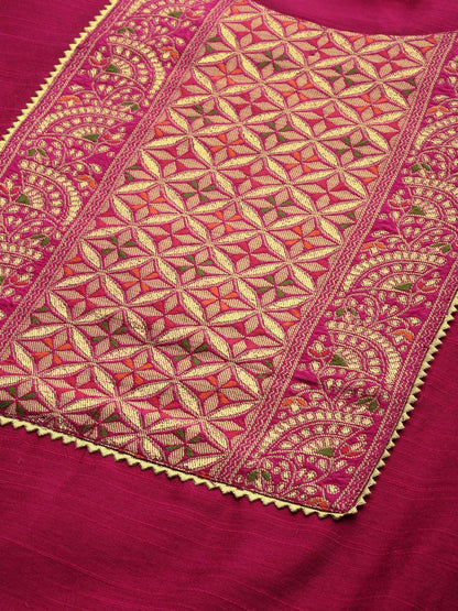 Dhiyona VA Women's Magenta Pink Yoke Woven Design Kurta with Trousers
