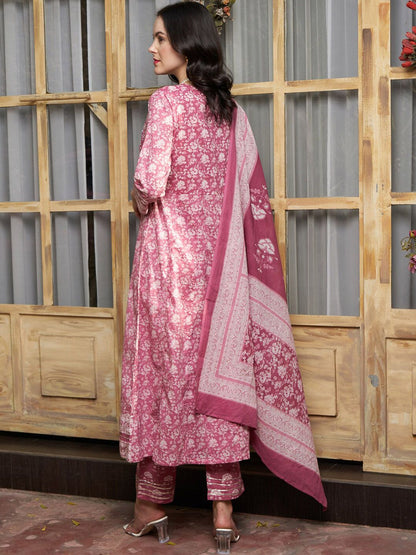 Dhiyona SN Women's Ethnic Motifs Printed Pure Cotton Kurta with Trousers & With Dupatta