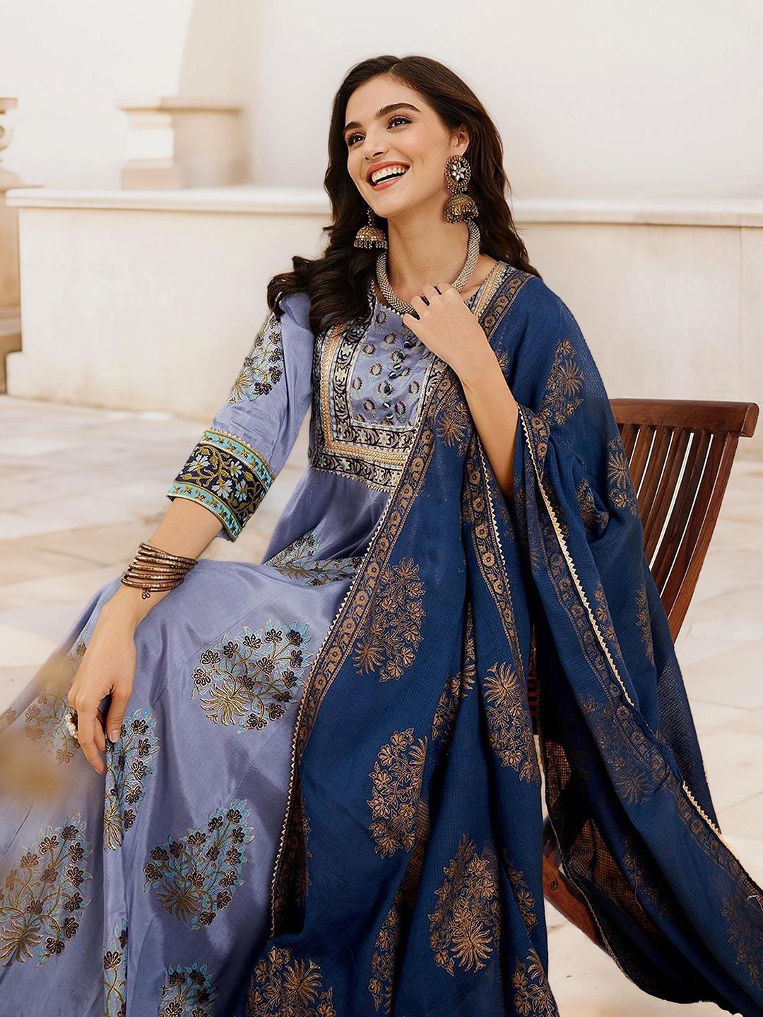 Dhiyona IS Women's Women Ethnic Motifs Print A-Line Maxi Dress
