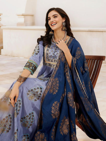 Dhiyona IS Women's Women Ethnic Motifs Print A-Line Maxi Dress
