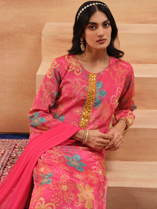 Dhiyona IS Women's Women Printed Kurta with Trousers & Dupatta