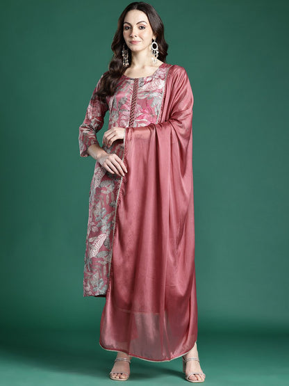 Dhiyona IE Floral Printed Kurta with Trousers & Dupatta