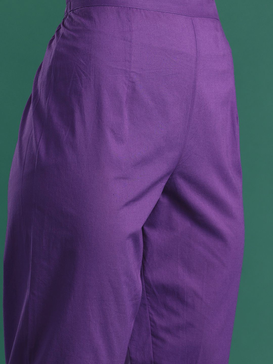 Dhiyona IE Floral Printed Mirror Work Pure Cotton Kurta With Trousers & Dupatta