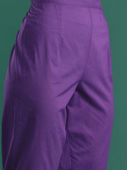 Dhiyona IE Floral Printed Mirror Work Pure Cotton Kurta With Trousers & Dupatta