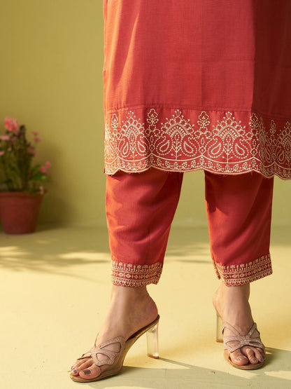 Dhiyona IE Women Floral Embroidered Kurta with Trousers & Dupatta