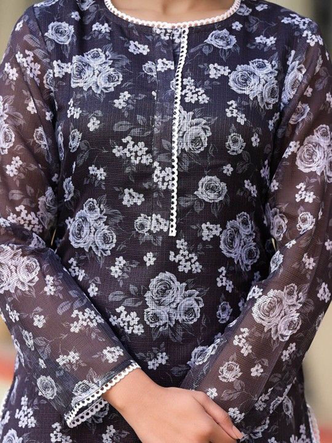 Dhiyona VA Women'sFloral Printed Pure Cotton Straight Kurta with Trousers