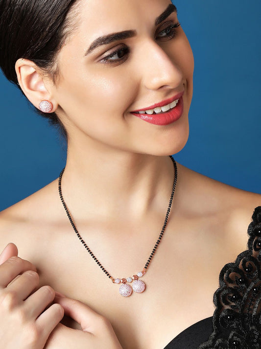 Dhiyona RJ Women's 24K Gold-Plated Stone-Studded & Beaded Mangalsutra With Earrings