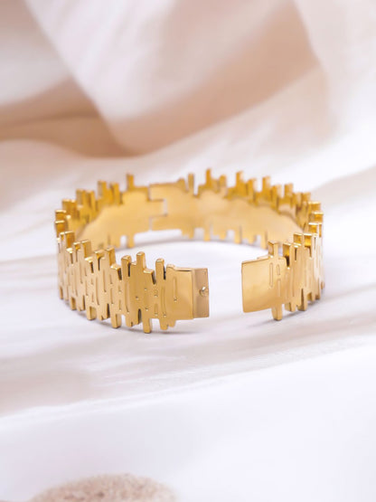 Dhiyona RJ Women's 22K Gold Plated Stainless Steel Tarnish-Free Waterproof Demi-Fine Textured Bracelet
